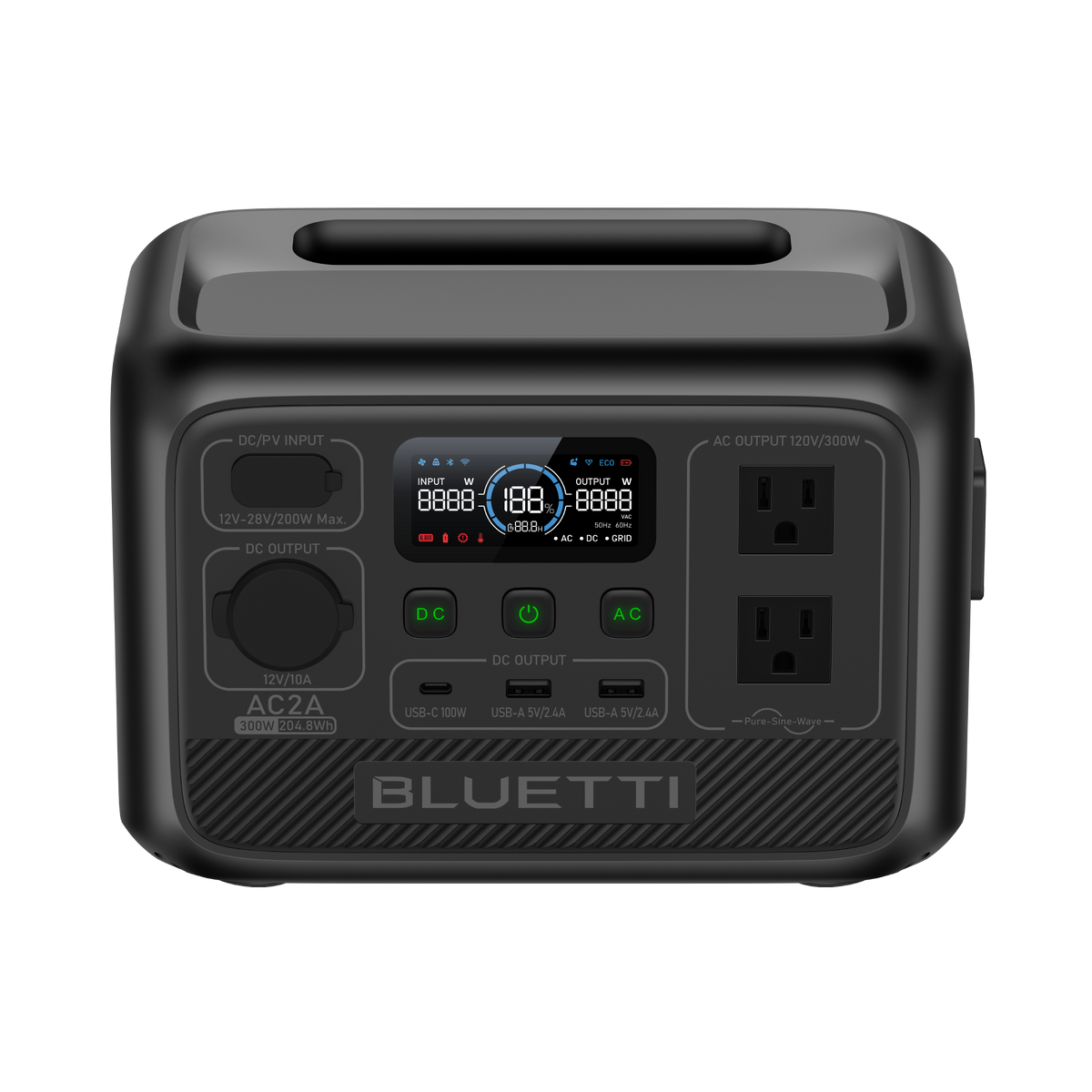 BLUETTI AC2A Estación de energía portátil | 300 W 204 Wh