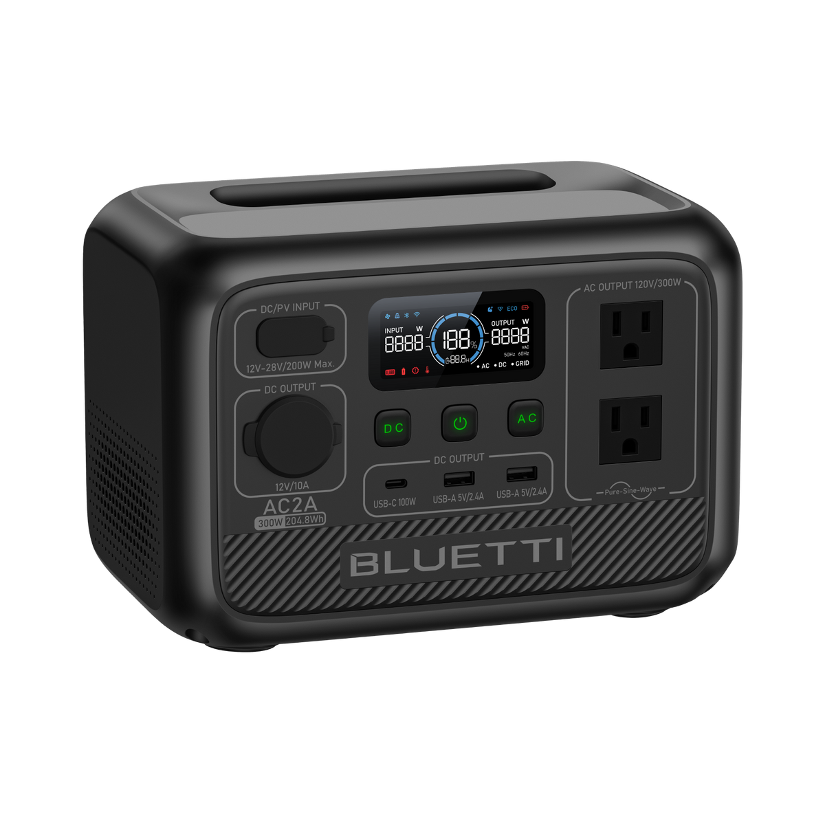 BLUETTI AC2A Estación de energía portátil | 300 W 204 Wh