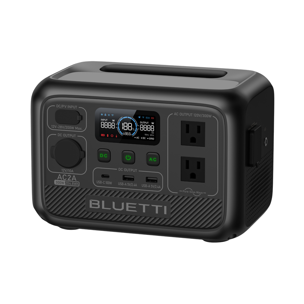 BLUETTI AC2A Estación de energía portátil | 300 W 204 Wh